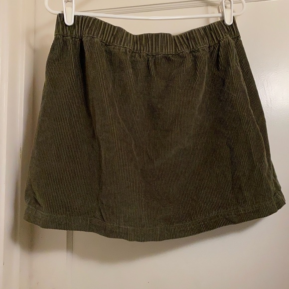 BP Nordstrom Corduroy Mini Skirt Olive Green Elastic Waistband Comfy Fashion - Picture 4 of 6